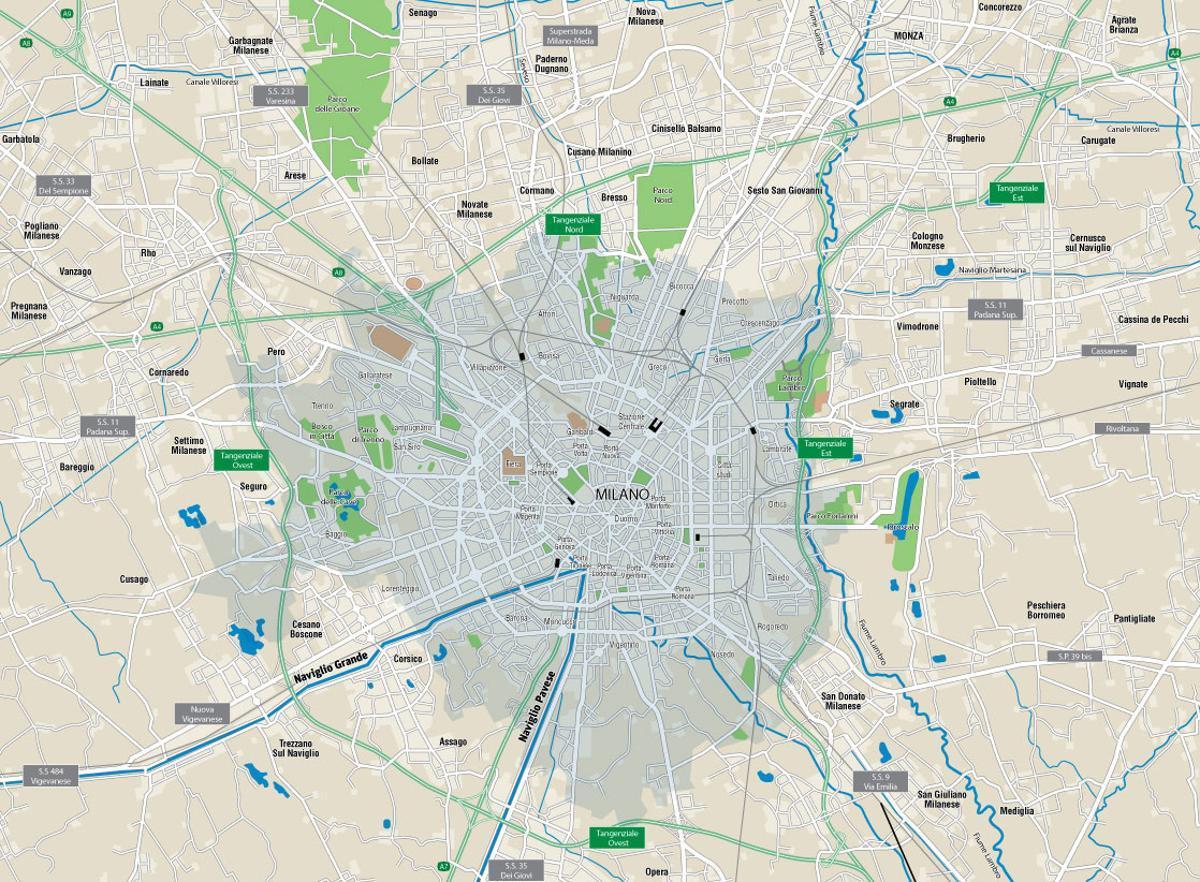 карта Милана каналов 