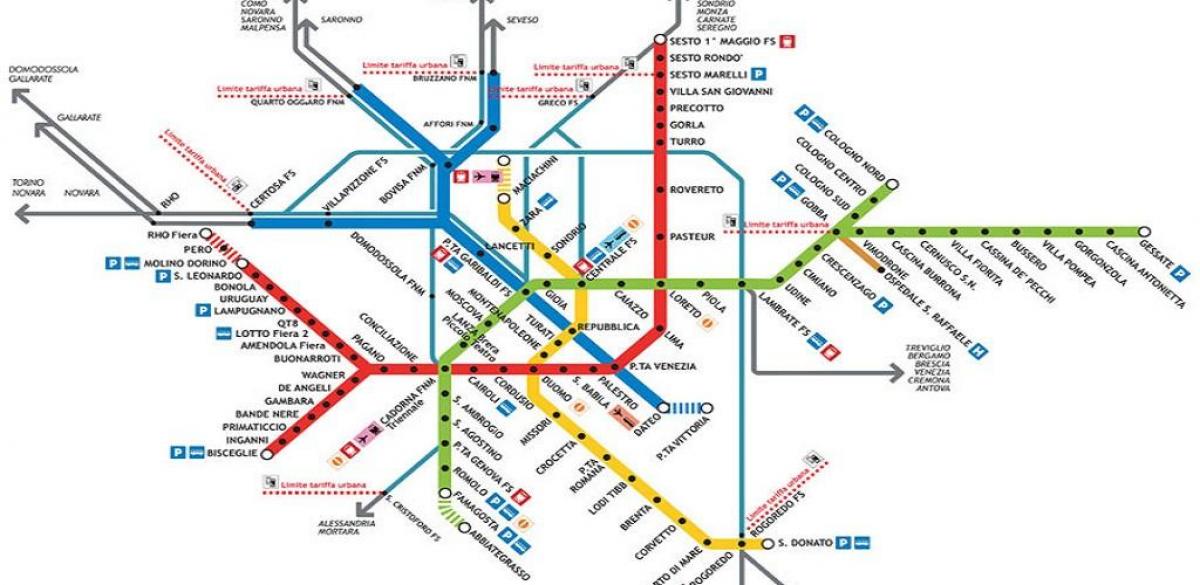 карта метро Милана