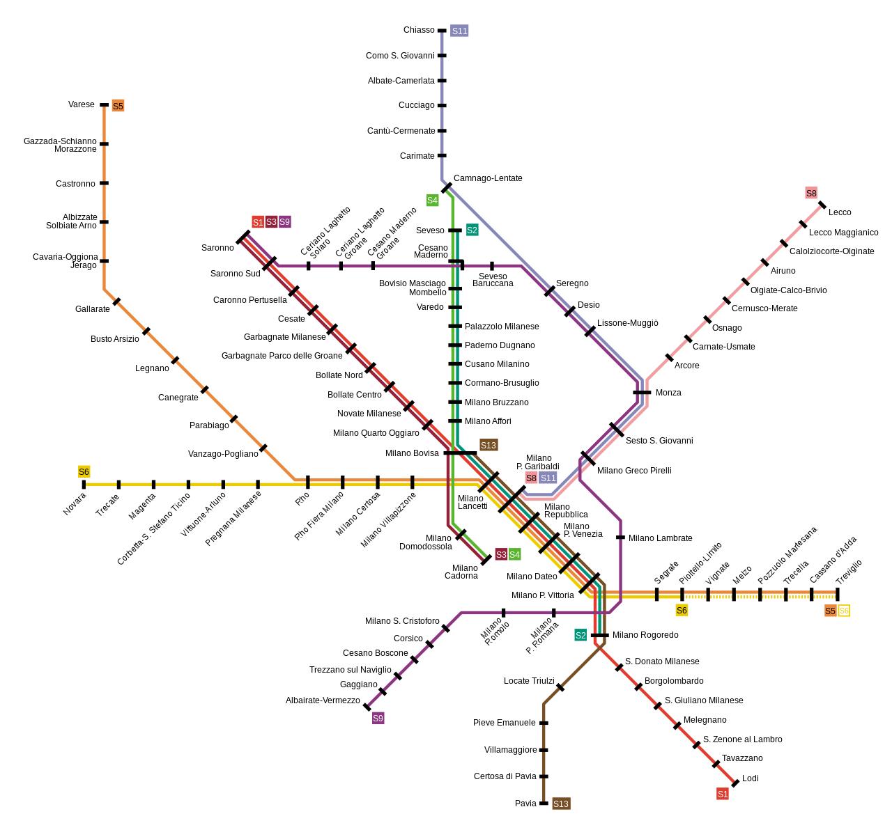 Схема миланского метро