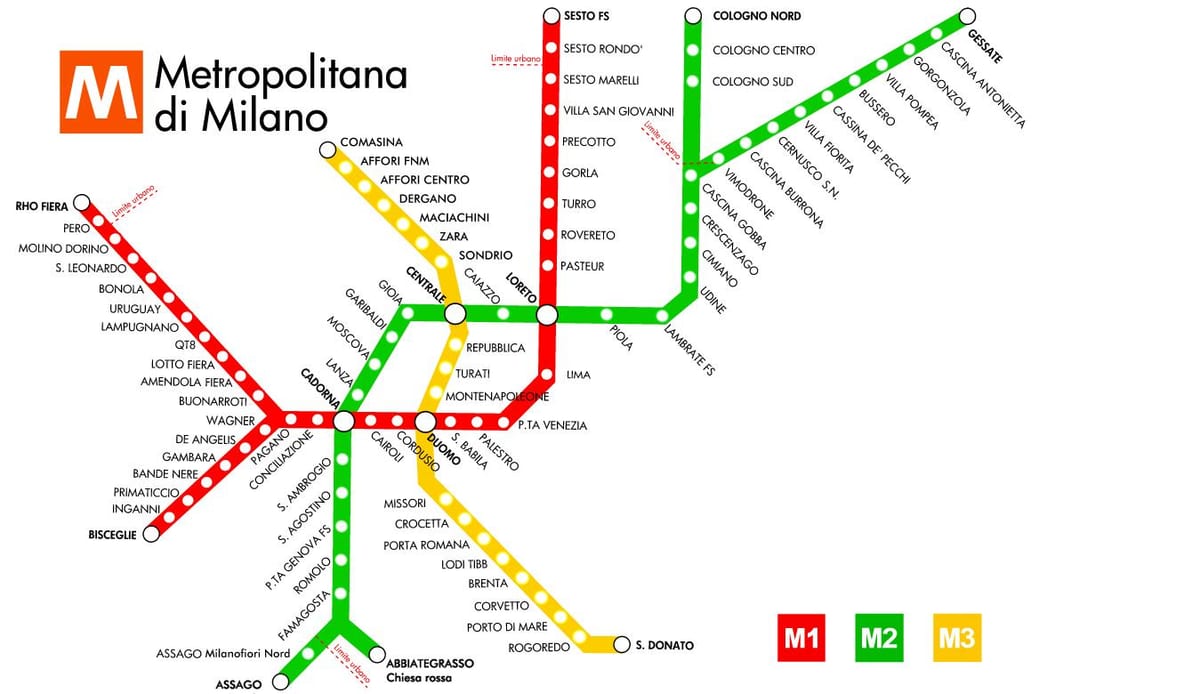 карта метро Милана