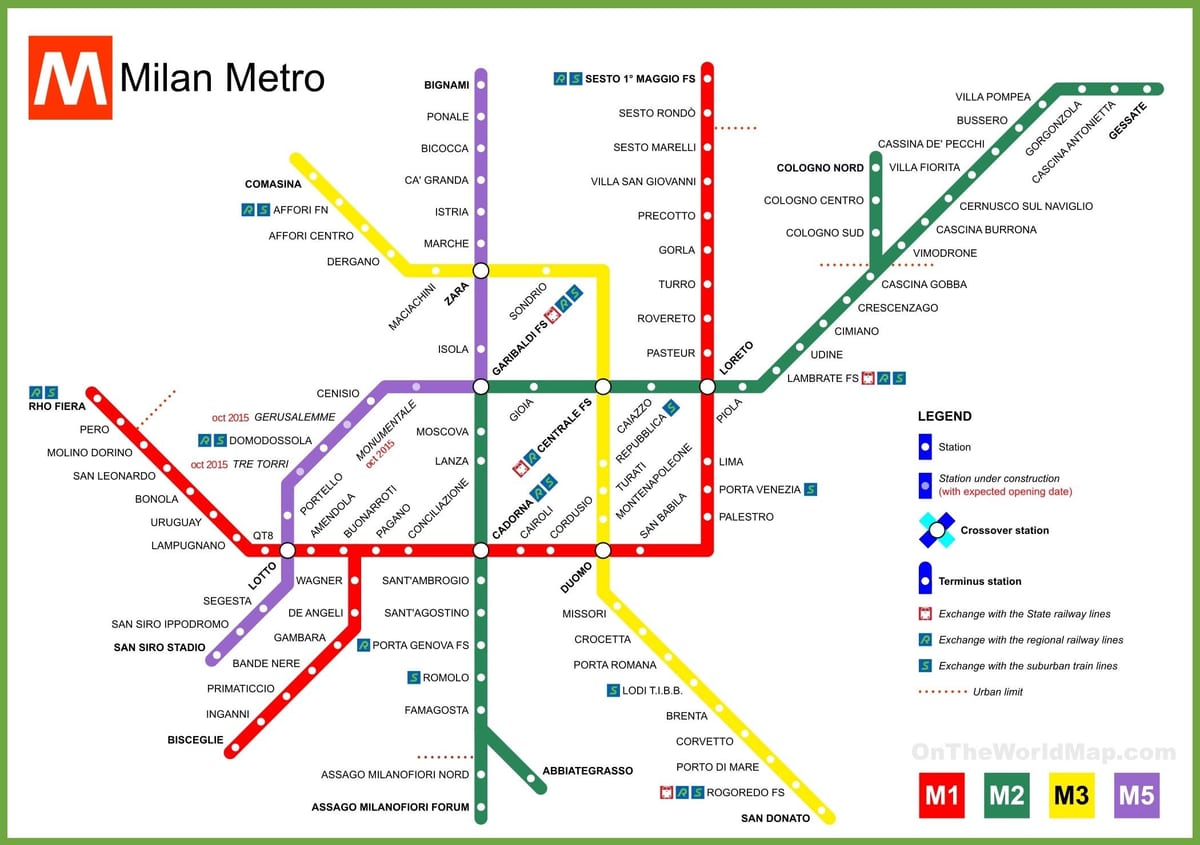 метро Milano карте