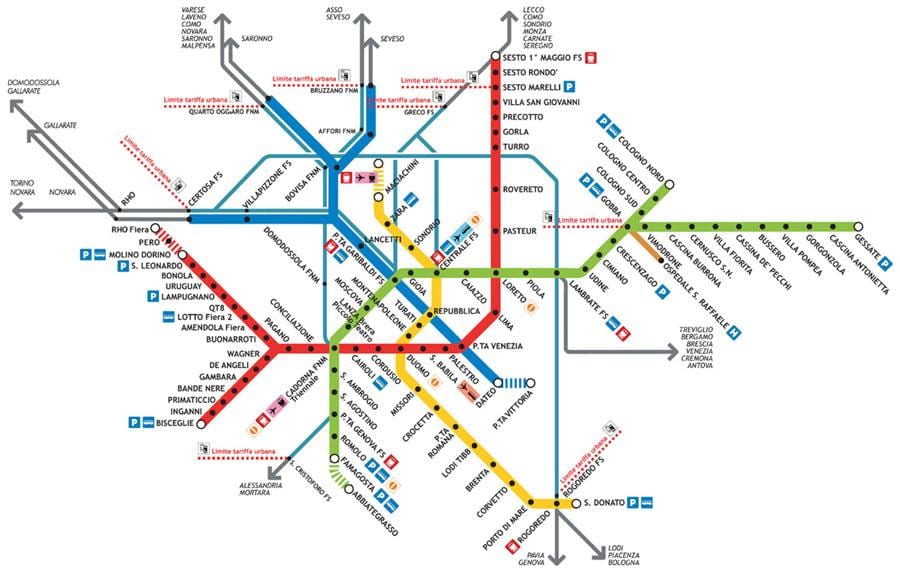 Милан карта метро