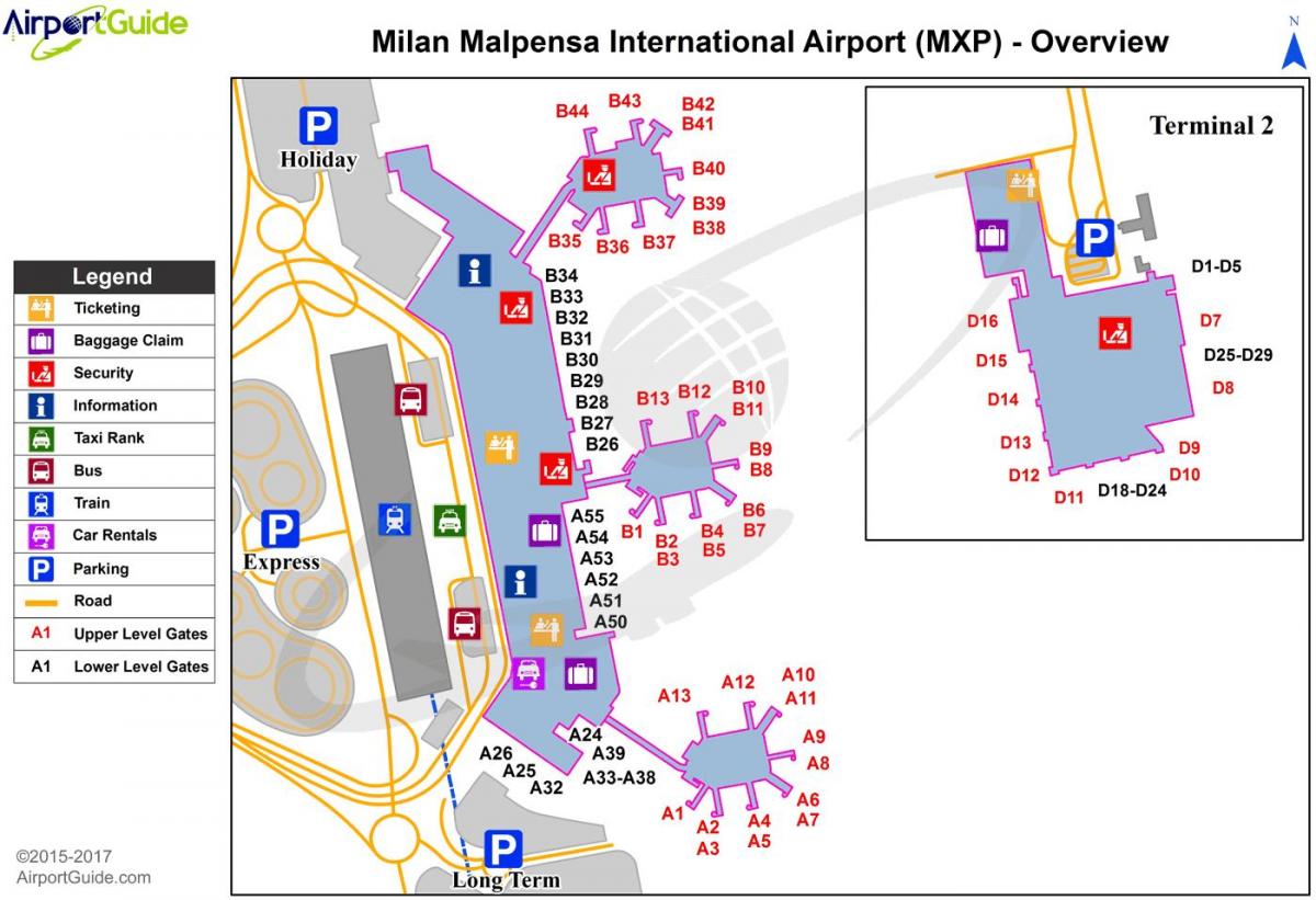 карта Мальпенса Терминал 1