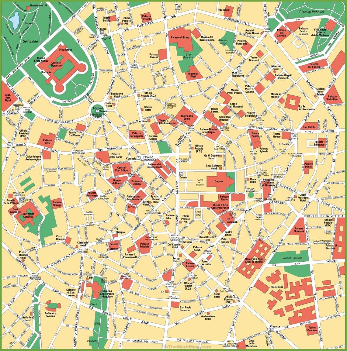 карта города Милан, Италия