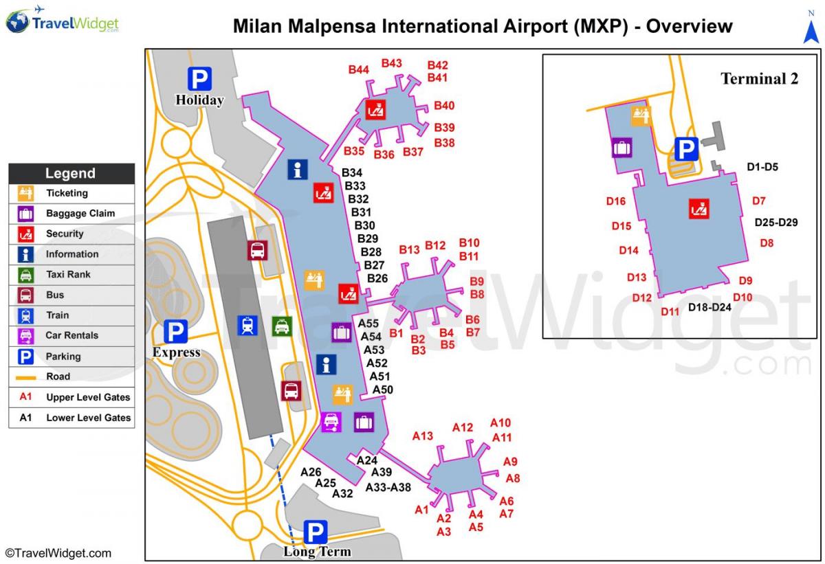 карта Милана аэропортов и железнодорожных вокзалов
