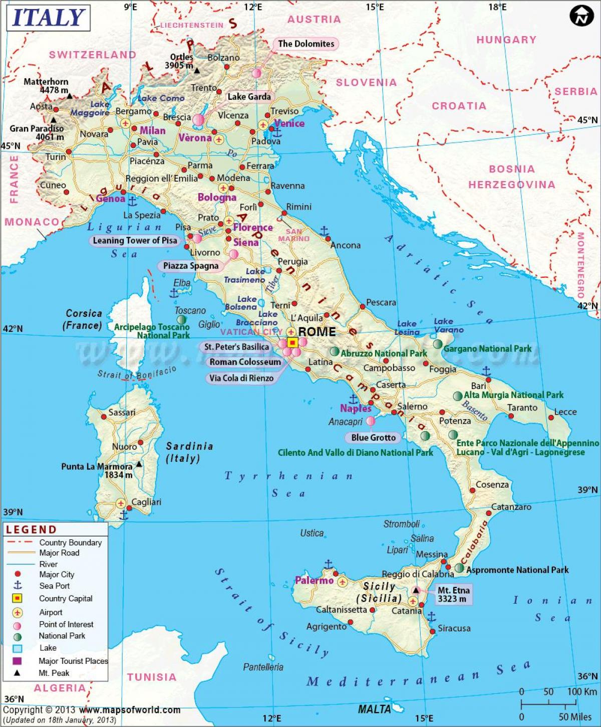 карта Милана и окрестностей