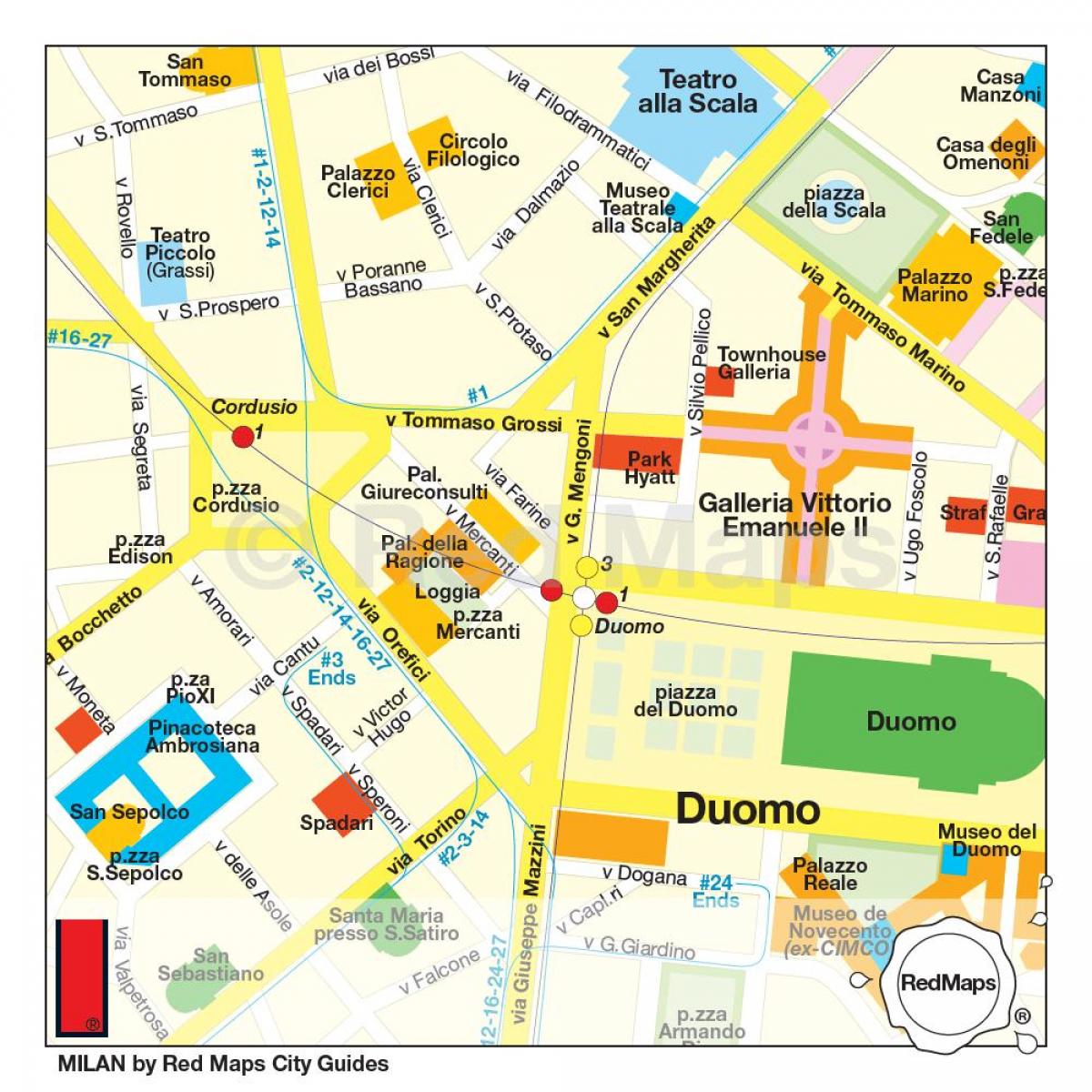 карта магазинов Милана улица