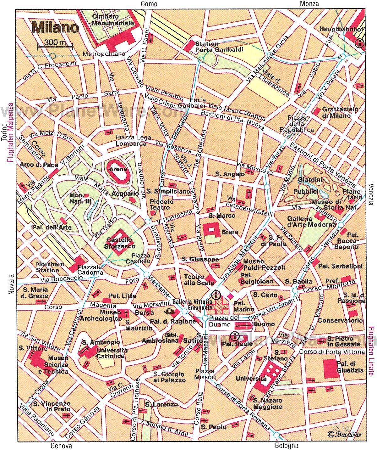 Милан Италия карта туриста