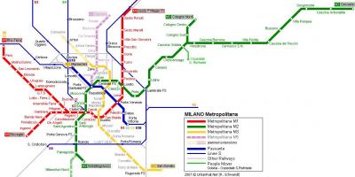 Схема метро Милан 2016